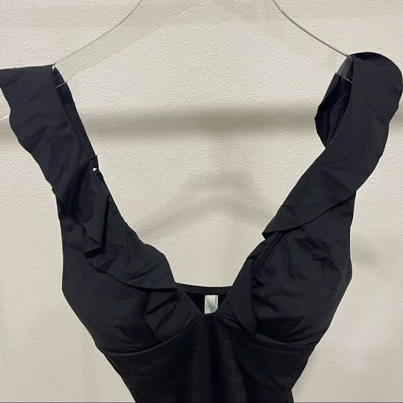 Sea Level Australia Ruffle One Piece Black Swimsuit Flattering Size 4/8 - Picture 5 of 7
